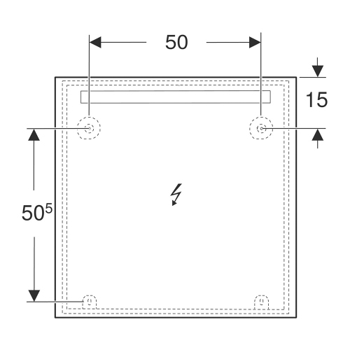 Immagine di Geberit OPTION BASIC SQUARE specchio L.70 cm, con illuminazione in alto, in alluminio anodizzato 502.806.00.1