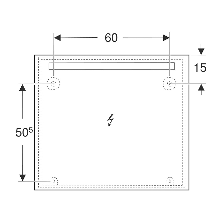 Immagine di Geberit OPTION BASIC SQUARE specchio L.80 cm, con illuminazione in alto, in alluminio anodizzato 502.807.00.1