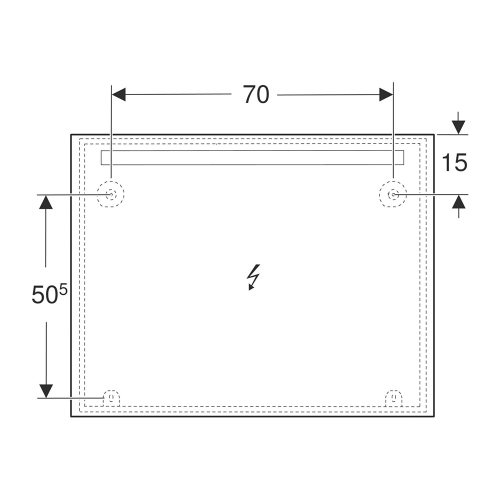 Immagine di Geberit OPTION BASIC SQUARE specchio L.90 cm, con illuminazione in alto, in alluminio anodizzato 502.808.00.1