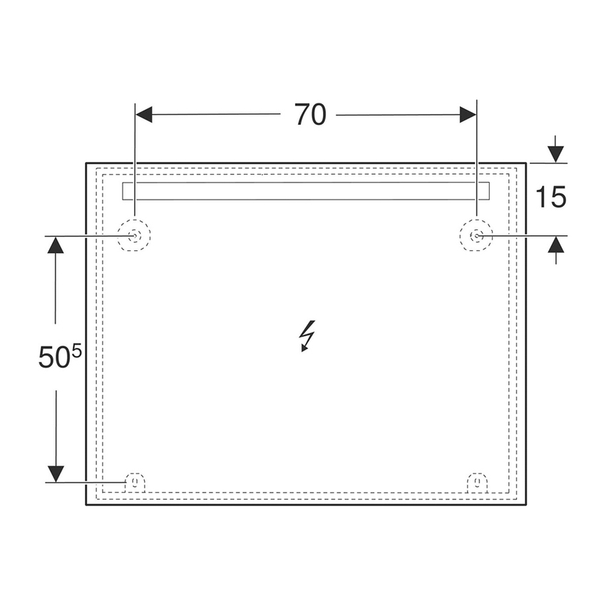 Immagine di Geberit OPTION BASIC SQUARE specchio L.90 cm, con illuminazione in alto, in alluminio anodizzato 502.808.00.1