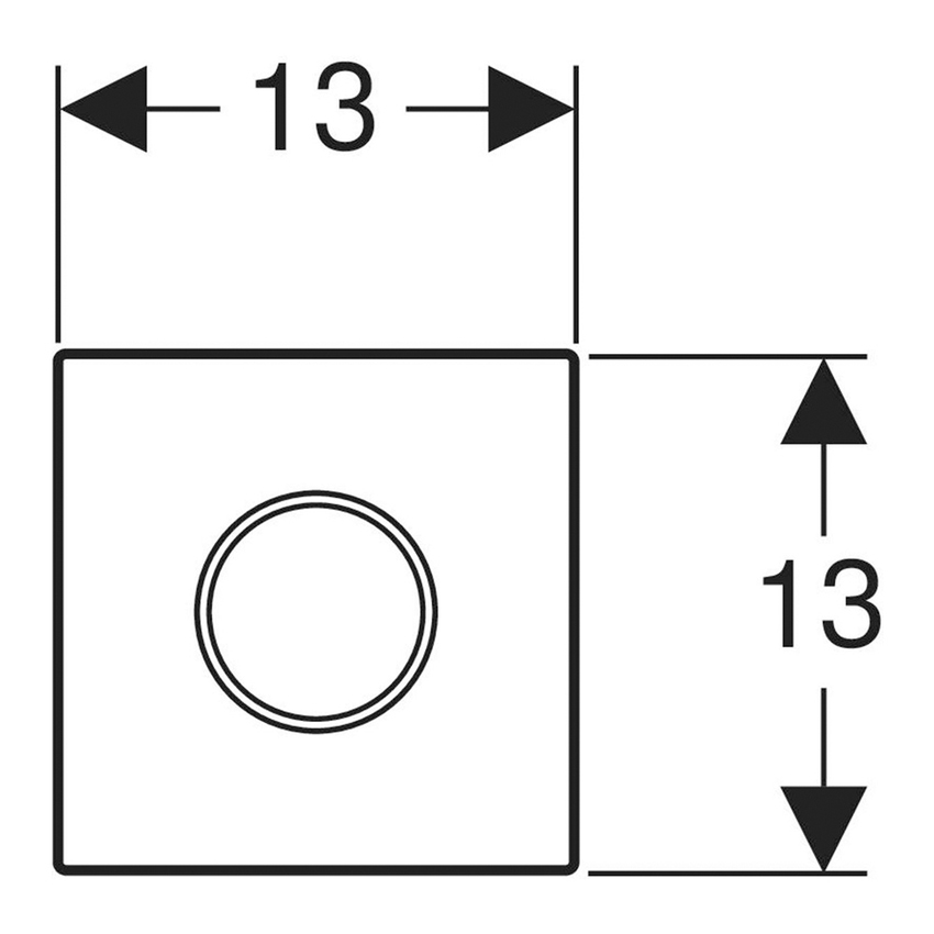 Immagine di Geberit comando per orinatoi con azionamento elettronico del risciacquo, funzionamento a rete, placca di copertura tipo 10, finitura cromo satinato con anello cromo lucido 116.025.JQ.1