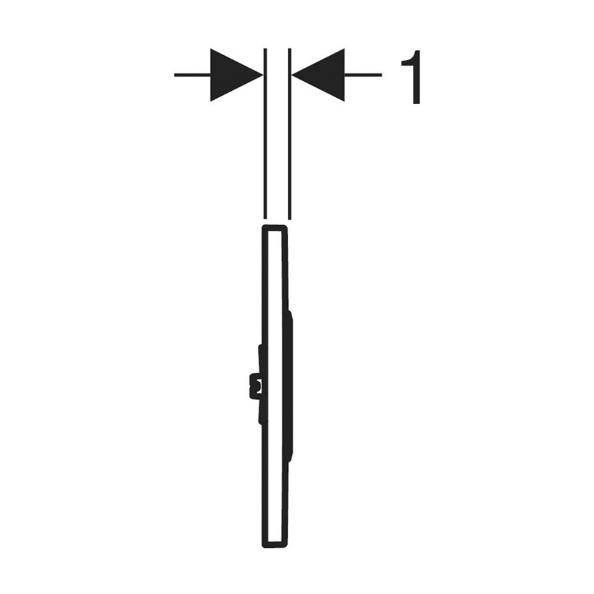 Immagine di Geberit comando per orinatoi con azionamento elettronico del risciacquo, funzionamento a batteria, placca di copertura tipo 10, finitura cromo satinato con anello cromo lucido 116.035.JQ.1