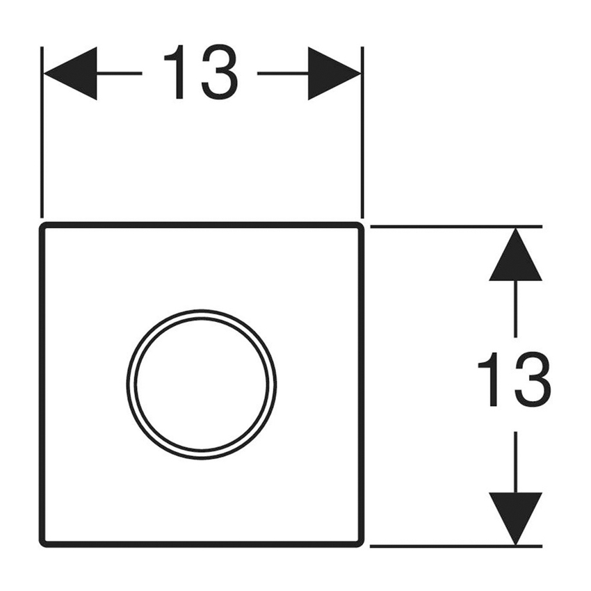 Immagine di Geberit comando per orinatoi con azionamento elettronico del risciacquo, funzionamento a batteria, placca di copertura tipo 10, finitura cromo satinato con anello cromo lucido 116.035.JQ.1