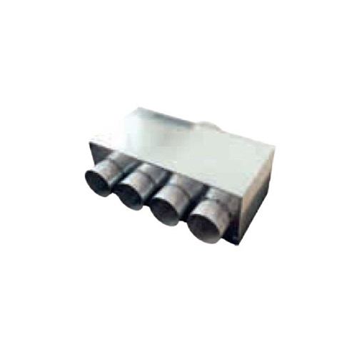 Immagine di Irsap ARCA 05 plenum di immissione ed estrazione aria in lamiera zincata, attacco principale DN125 + 3 attacchi secondari DN80 A00PLE030812500