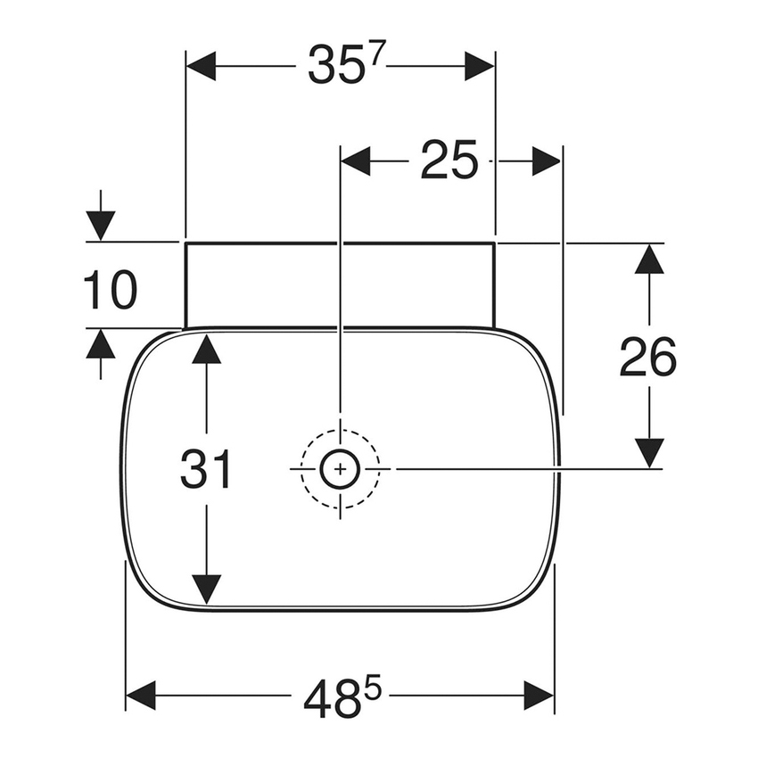 Immagine di Geberit ONE lavabo da appoggio L.50 cm, senza foro per rubinetteria e senza troppopieno, colore bianco finitura KeraTect 505.040.01.6