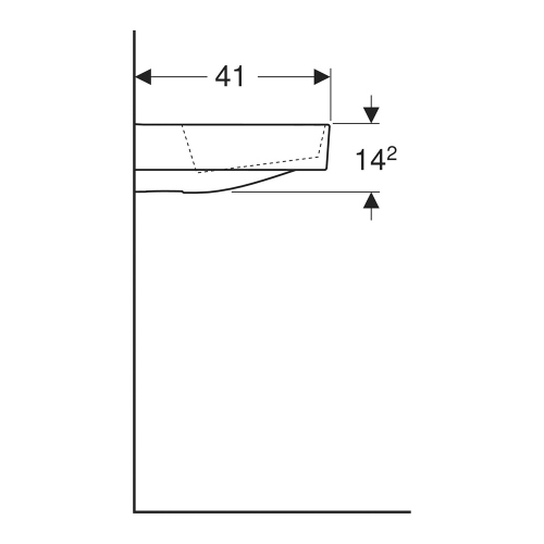 Immagine di Geberit ONE lavabo da appoggio rettangolare L.50 cm, con foro per rubinetteria,  senza troppopieno, con inserto a pettine bianco lucido, colore bianco finitura KeraTect 505.026.00.1