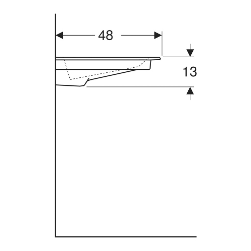 Immagine di Geberit ONE lavabo da incasso L.75 cm, per mobile sottolavabo, con foro per rubinetteria, senza troppopieno, con ripiano su entrambi i lati, colore bianco finitura KeraTect 505.004.00.1