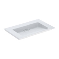 Immagine di Geberit ONE lavabo da incasso L.75 cm, per mobile sottolavabo, senza foro per rubinetteria e senza troppopieno, con ripiano su entrambi i lati, colore bianco finitura KeraTect 505.003.00.1