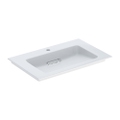 Immagine di Geberit ONE lavabo da incasso L.75 cm, per mobile sottolavabo, con foro per rubinetteria, senza troppopieno, con ripiano su entrambi i lati, colore bianco finitura KeraTect 505.004.00.1