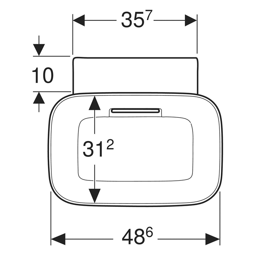 Immagine di Geberit ONE lavabo da appoggio arrotondato L.50 cm, senza foro per rubinetteria e senza troppopieno, con inserto a pettine colore bianco lucido, colore bianco finitura KeraTect 505.050.00.1