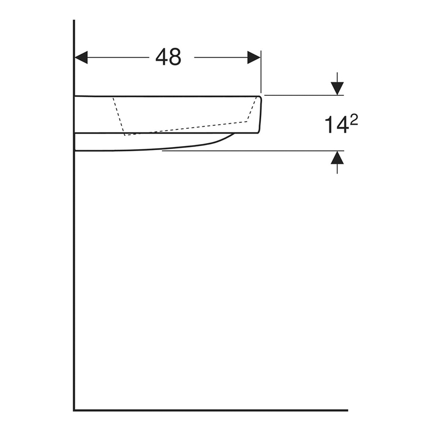 Lavabo sospeso 120 cm scarico orizzontale keratect piletta cromo spazzolato  Serie One - Geberit