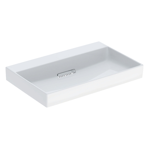 Immagine di Geberit ONE lavabo rettangolare L.75 cm, senza foro per rubinetteria e senza troppopieno, colore bianco finitura KeraTect 505.035.00.1