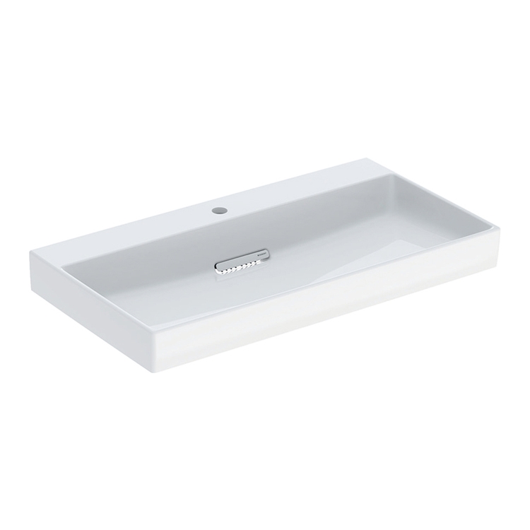 Immagine di Geberit ONE lavabo rettangolare L.90 cm, con foro per rubinetteria, senza troppopieno, colore bianco/KeraTect finitura lucido 505.038.00.1