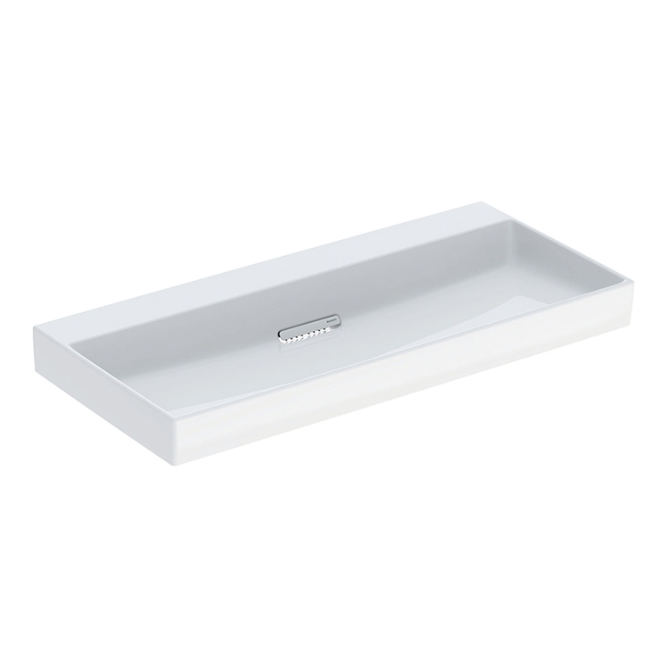 Immagine di Geberit ONE lavabo rettangolare L.105 cm, senza foro per rubinetteria e senza troppopieno, colore bianco/KeraTect finitura lucido 505.045.00.1