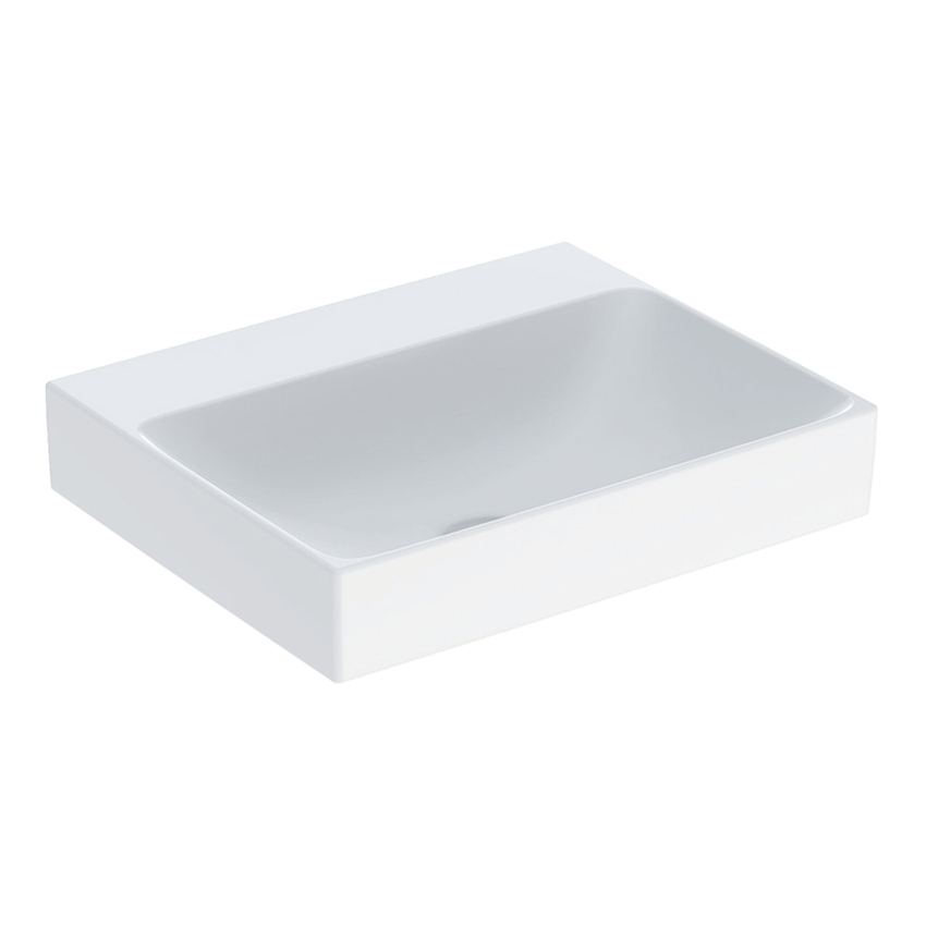 Immagine di Geberit ONE lavabo da appoggio rettangolare L.50 cm, senza foro per rubinetteria e senza troppopieno, colore bianco finitura KeraTect 505.031.01.6