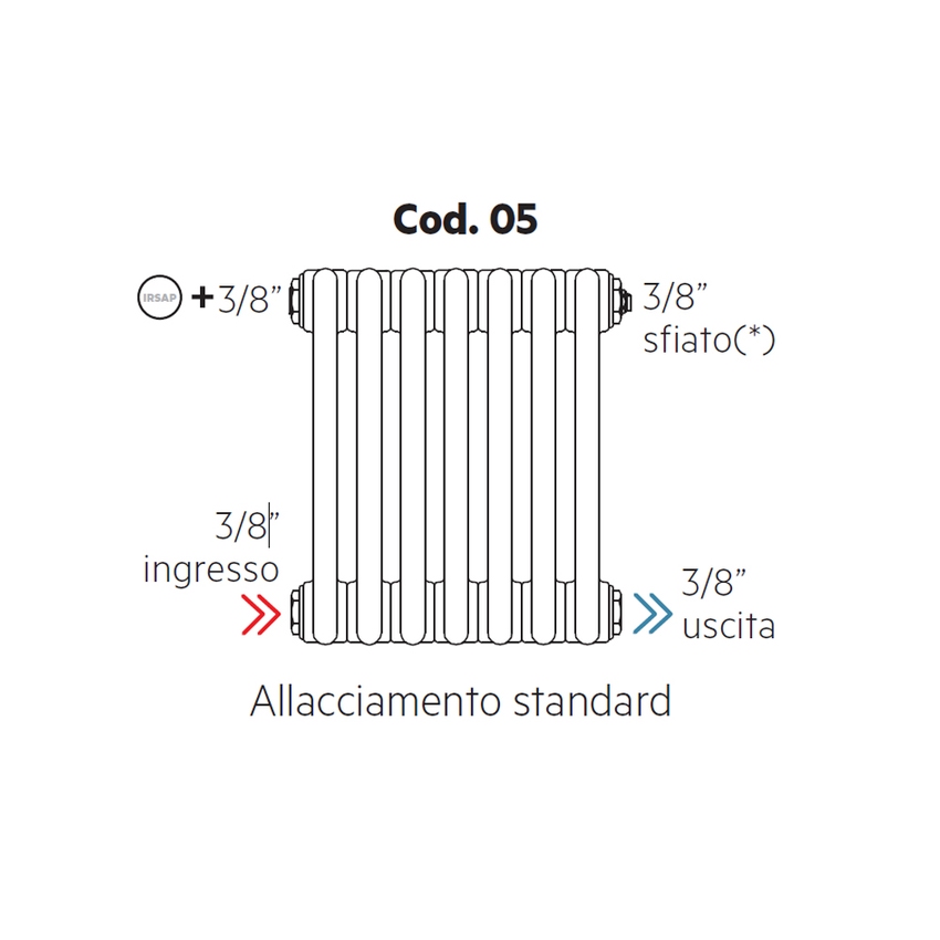 Immagine di Irsap allacciamento standard per Tesi, senza tappi montati Cod.05