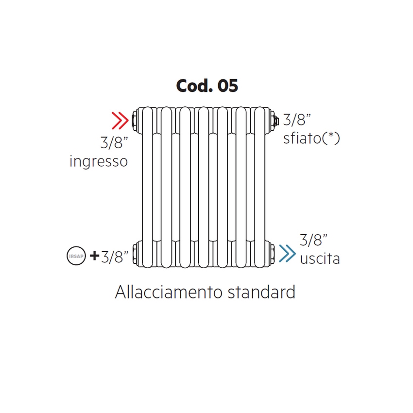 Immagine di Irsap allacciamento standard per Tesi, senza tappi montati Cod.05