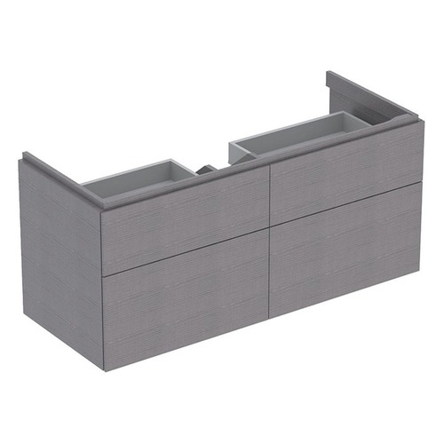 Immagine di Geberit XENO² mobile sospeso L.120 cm, con quattro cassetti e sistema di apertura a pressione, finitura rovere grigio texturizzato 500.518.43.1