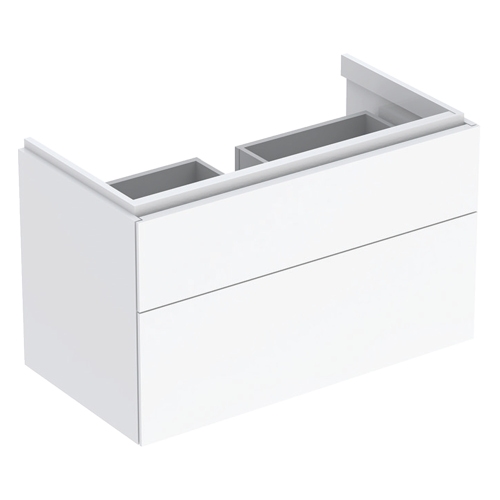 Immagine di Geberit XENO² mobile sottolavabo sospeso L.90 cm, con due cassetti e sistema di apertura a pressione, colore bianco finitura lucido 500.509.01.1