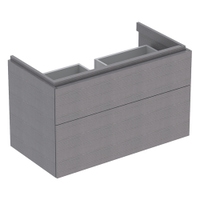 Immagine di Geberit XENO² mobile sottolavabo sospeso L.90 cm, con due cassetti e sistema di apertura a pressione, finitura rovere grigio texturizzato 500.509.43.1