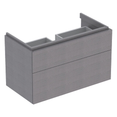 Immagine di Geberit XENO² mobile sottolavabo sospeso L.90 cm, con due cassetti e sistema di apertura a pressione, finitura rovere grigio texturizzato 500.509.43.1