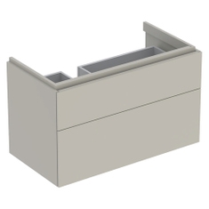 Immagine di Geberit XENO² mobile sottolavabo sospeso L.90 cm, con sifone a sinistra e due cassetti con sistema di apertura a pressione, colore grigio finitura opaco 500.515.00.1
