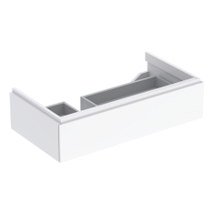 Immagine di Geberit XENO² mobile sottolavabo sospeso L.90 cm, con sifone a sinistra, con un cassettone e con sistema di apertura a pressione, colore bianco finitura lucido 500.513.01.1