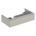 Immagine di Geberit XENO² mobile sottolavabo sospeso L.90 cm, con sifone a sinistra, con un cassettone e con sistema di apertura a pressione, colore grigio finitura opaco 500.513.00.1