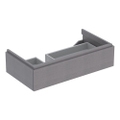 Immagine di Geberit XENO² mobile sottolavabo sospeso L.90 cm, con sifone a sinistra, con un cassettone e con sistema di apertura a pressione, finitura rovere grigio texturizzato 500.513.43.1