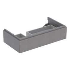 Immagine di Geberit XENO² mobile sottolavabo sospeso L.90 cm, con sifone a sinistra, con un cassettone e con sistema di apertura a pressione, finitura rovere grigio texturizzato 500.513.43.1
