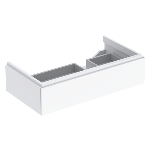 Immagine di Geberit XENO² mobile sottolavabo sospeso L.90 cm, con sifone a destra, con un cassettone e con sistema di apertura a pressione, colore bianco finitura lucido 500.514.01.1