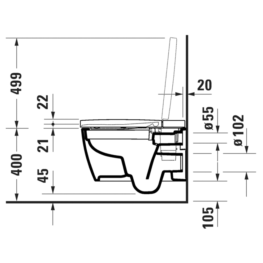 Immagine di Duravit SENSOWASH® STARCK F LITE vaso a cacciata, senza brida, compreso di sedile con funzione bidet, colore bianco finitura lucido 650001012004310