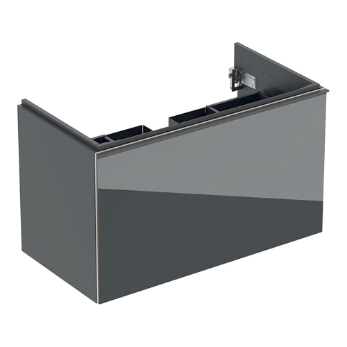 Immagine di Geberit ACANTO mobile sottolavabo sospeso L.90 cm, per lavabo standard e slim, con un cassetto esterno e interno, corpo colore lava finitura opaco, cassetti colore lava finitura vetro lucido 500.612.JK.2