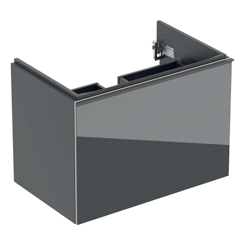 Immagine di Geberit ACANTO mobile sottolavabo sospeso L.75 cm, per lavabo standard e slim, con un cassetto esterno e interno, corpo colore lava finitura opaco, cassetti colore lava finitura vetro lucido 500.611.JK.2
