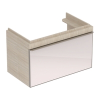 Immagine di Geberit CITTERIO mobile sottolavabo sospeso L.90 cm, con un cassetto, corpo finitura rovere beige e cassetti colore grigio tortora finitura vetro lucido 500.559.JI.1