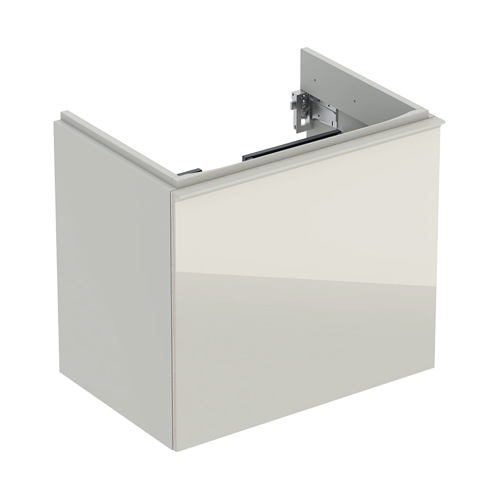 Immagine di Geberit ACANTO mobile sottolavabo sospeso L.60 cm, con un cassetto esterno ed interno, corpo colore grigio sabbia finitura opaco, cassetti colore grigio sabbia finitura vetro lucido 500.614.JL.2