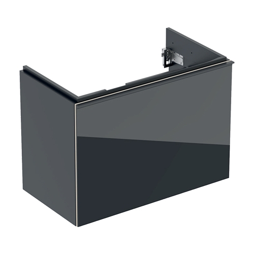 Immagine di Geberit ACANTO mobile sottolavabo sospeso L.75 cm, con un cassetto esterno ed interno, corpo colore nero finitura opaco, cassetti colore nero finitura vetro lucido 500.615.16.1