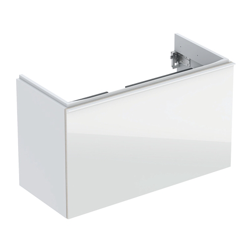 Immagine di Geberit ACANTO mobile sottolavabo sospeso L.90 cm, con un cassetto esterno ed interno, corpo colore bianco finitura lucido, cassetti colore bianco finitura vetro lucido 500.616.01.2