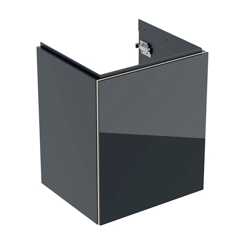 Immagine di Geberit ACANTO mobile sottolavabo sospeso per lavamani L.45 cm, con un'anta, corpo colore nero finitura opaco, ante colore nero finitura vetro lucido 500.608.16.1