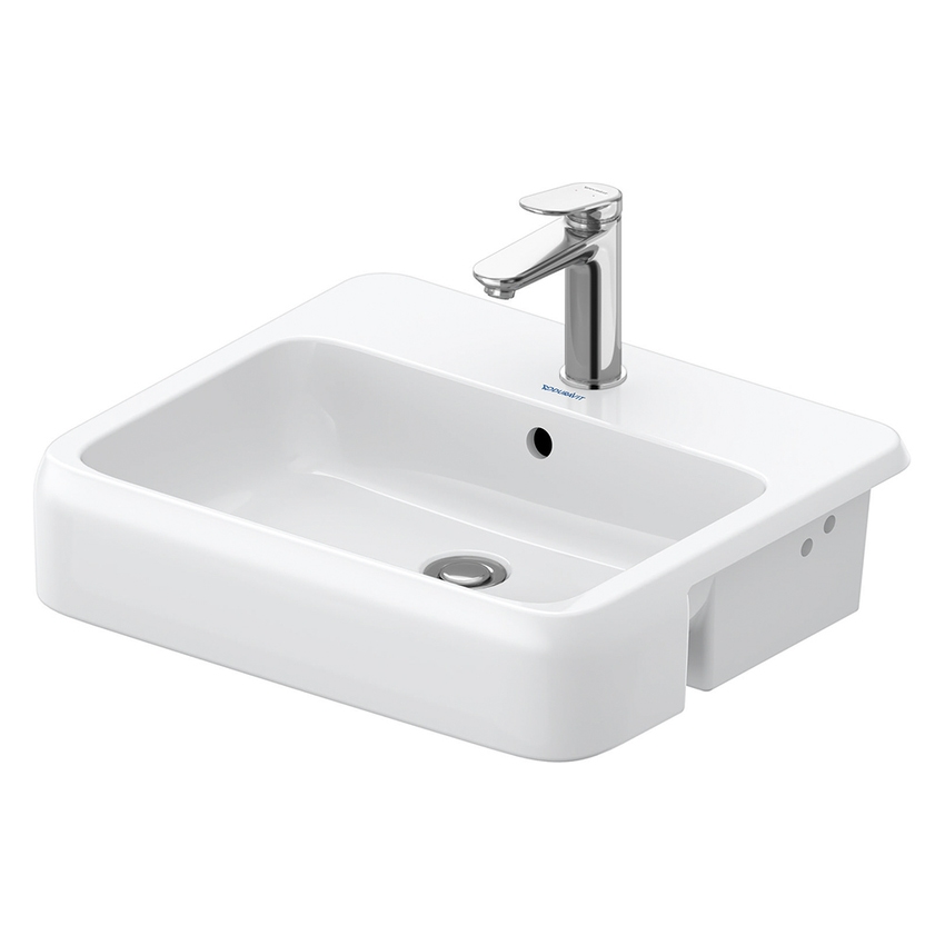 Immagine di Duravit QATEGO lavabo da semincasso L.55 cm, con troppopieno e foro per rubinetteria, colore bianco 0399550000