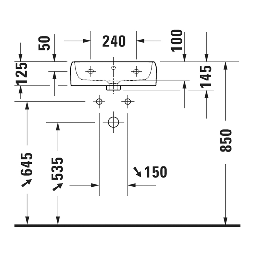 Immagine di Duravit QATEGO lavamani L.45 cm, con troppopieno e foro per rubinetteria, colore bianco 0746450000