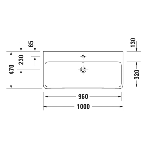 Immagine di Duravit QATEGO lavabo consolle rettificato L.100 cm, con troppopieno e foro per rubinetteria, colore bianco 2382100027