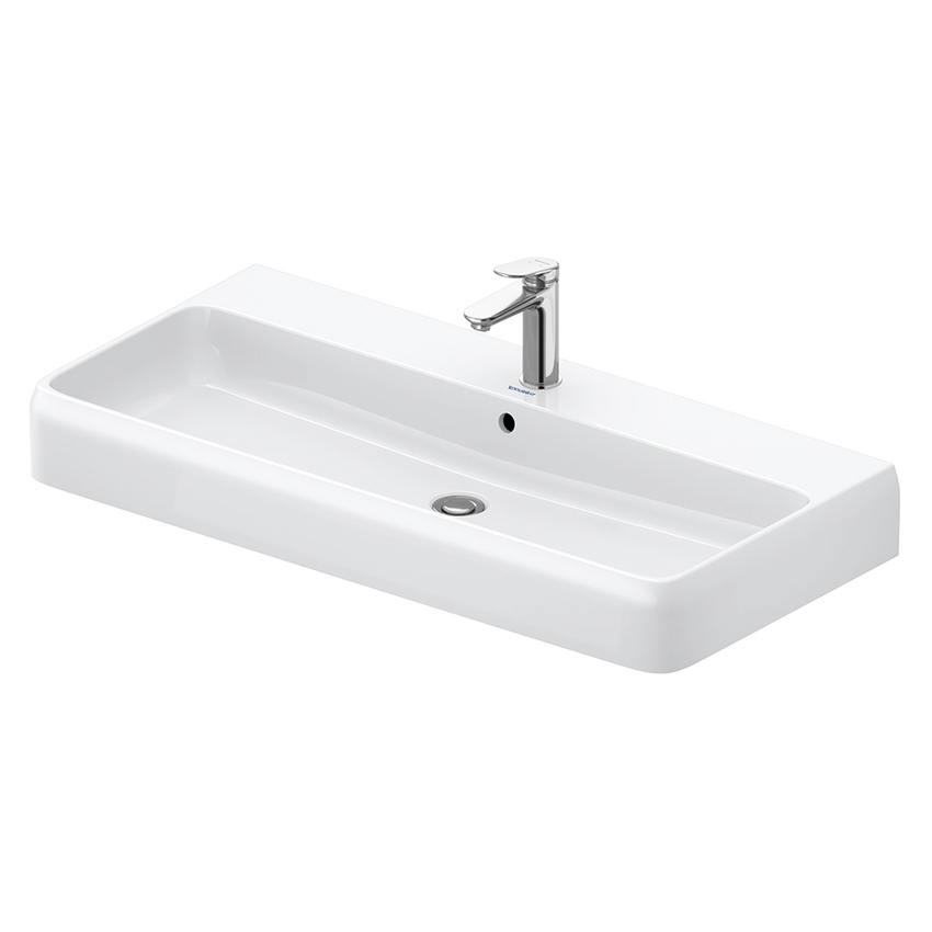 Immagine di Duravit QATEGO lavabo consolle rettificato L.100 cm, con troppopieno e foro per rubinetteria, colore bianco 2382100027