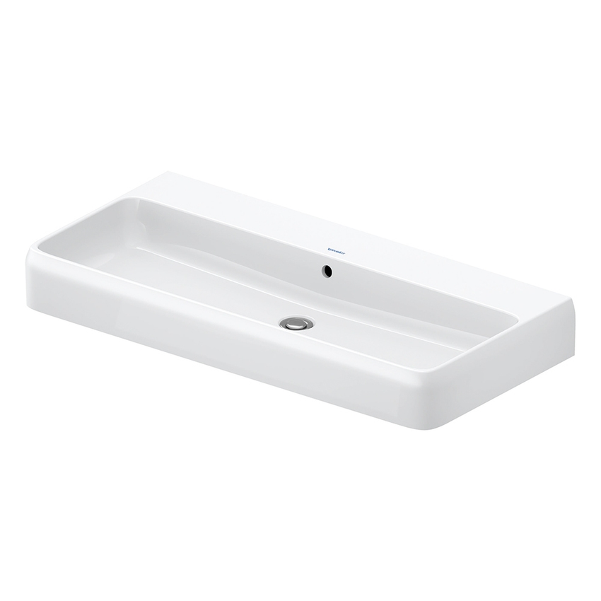 Immagine di Duravit QATEGO lavabo consolle rettificato L.100 cm, con troppopieno, senza foro per rubinetteria, colore bianco 2382100028