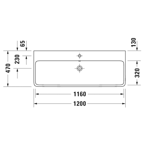 Immagine di Duravit QATEGO lavabo consolle rettificato L.120 cm, con troppopieno e foro per rubinetteria, colore bianco 2382120027