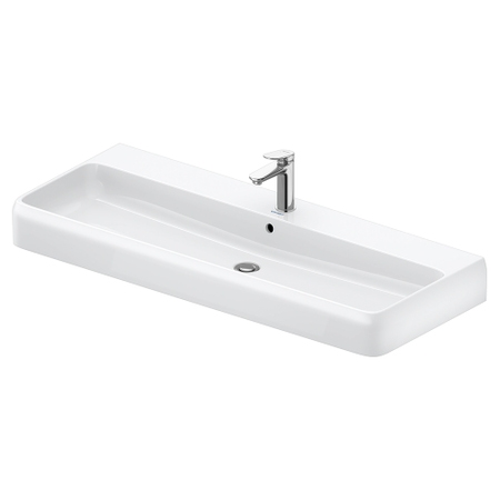Immagine di Duravit QATEGO lavabo consolle rettificato L.120 cm, con troppopieno e foro per rubinetteria, colore bianco 2382120027