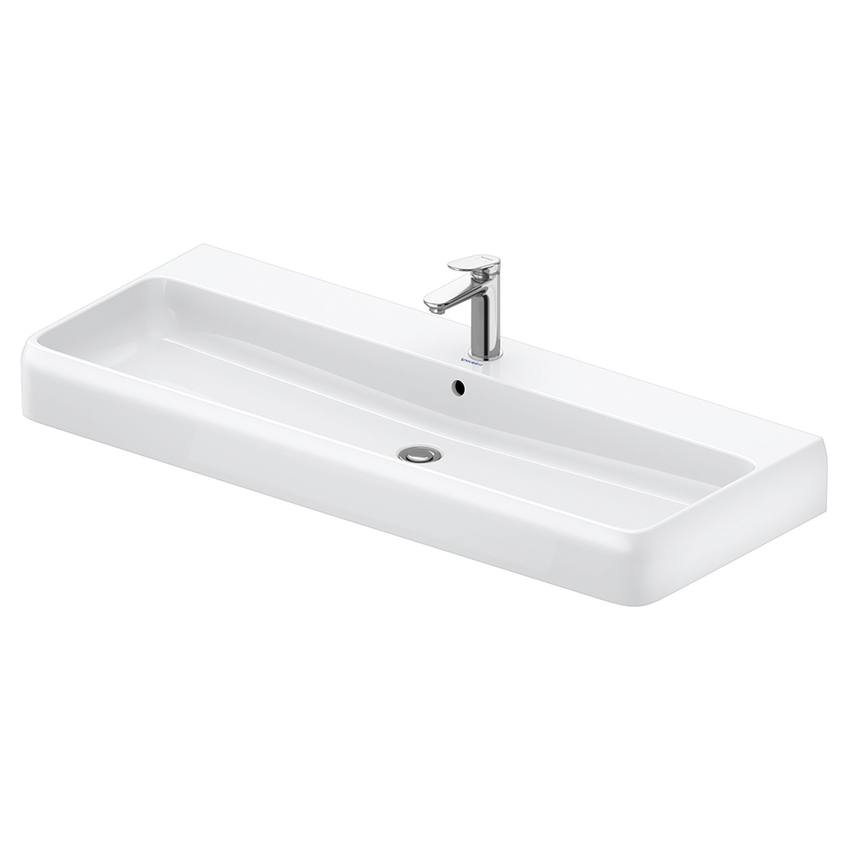 Immagine di Duravit QATEGO lavabo consolle L.120 cm, con troppopieno e foro per rubinetteria, colore bianco 2382120000