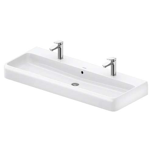 Immagine di Duravit QATEGO lavabo consolle rettificato L.120 cm, con troppopieno e 2 fori per rubinetteria, colore bianco 2382120026