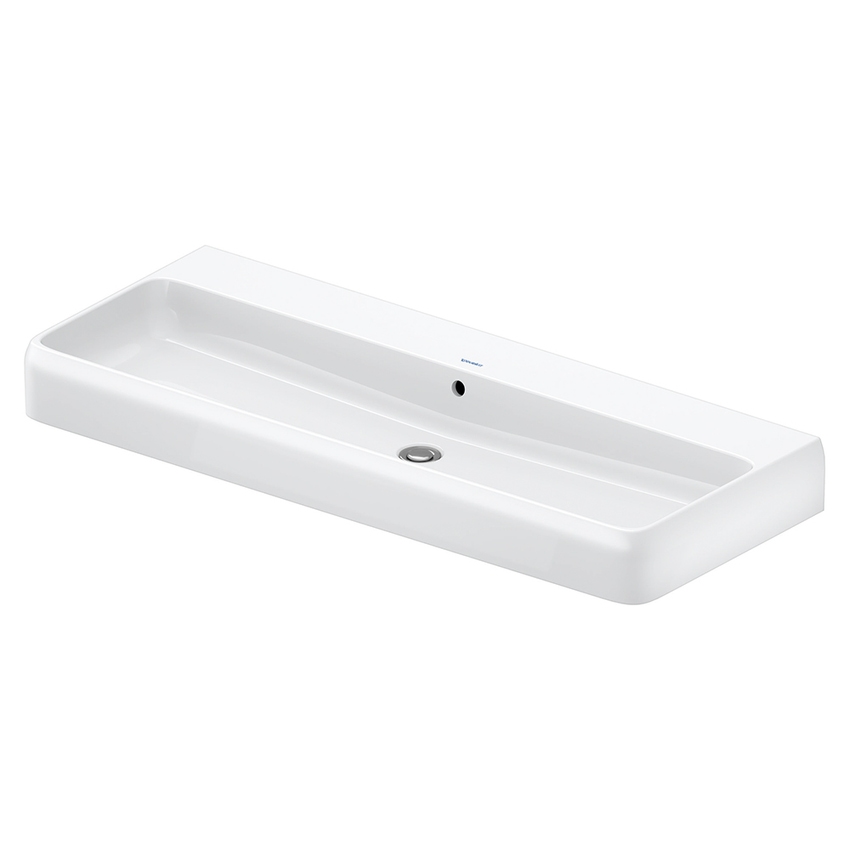 Immagine di Duravit QATEGO lavabo consolle rettificato L.120 cm, con troppopieno, senza foro per rubinetteria, colore bianco 2382120028