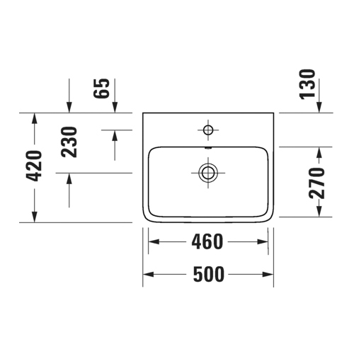 Immagine di Duravit QATEGO lavabo consolle L.50 cm, con troppopieno e foro per rubinetteria, colore bianco 2382500000